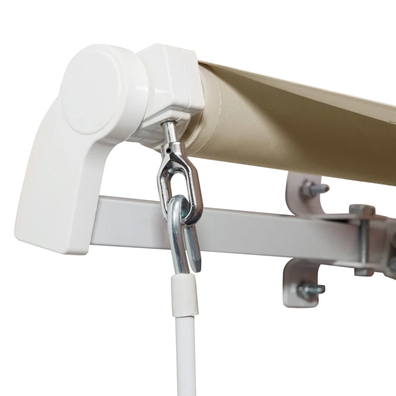 Outsunny 12' x 8' Patio Awning, Canopy Retractable Sun Shade Shelter w/ Manual Crank Handle for Deck, Yard, Cream White