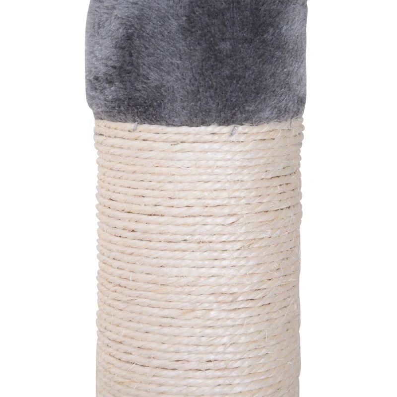 PawHut 102" Adjustable Height Floor to Ceiling Cat Tree, 5 Level Cat Tower with Scratching Posts, Hammock, Gray