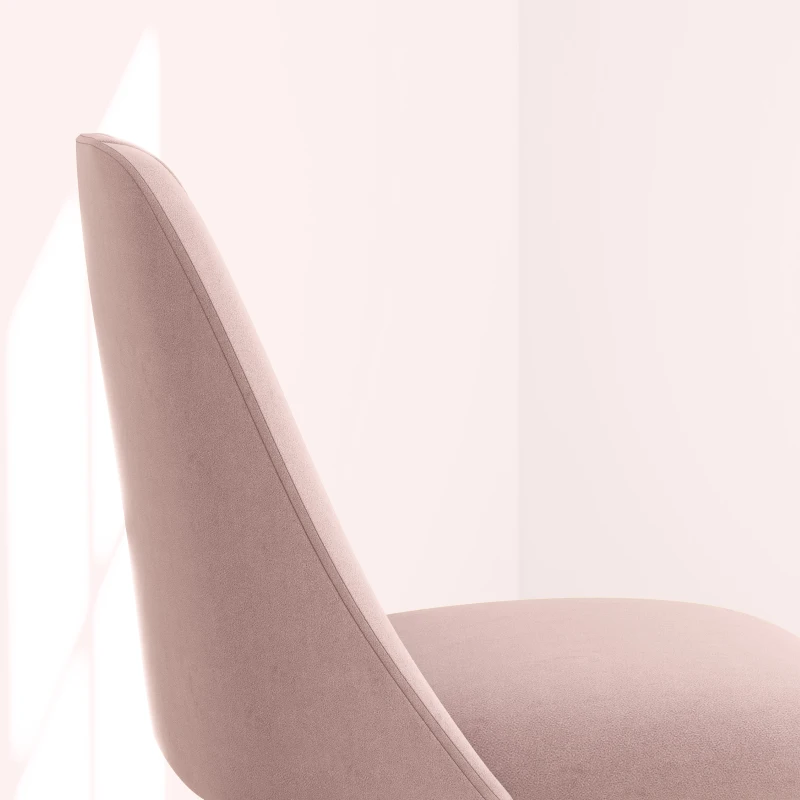 HOMCOM Upholstered Dining Chairs Set of 4, Velvet Accent Chair with Back and Wood-grain Steel Leg for Kitchen, Pink