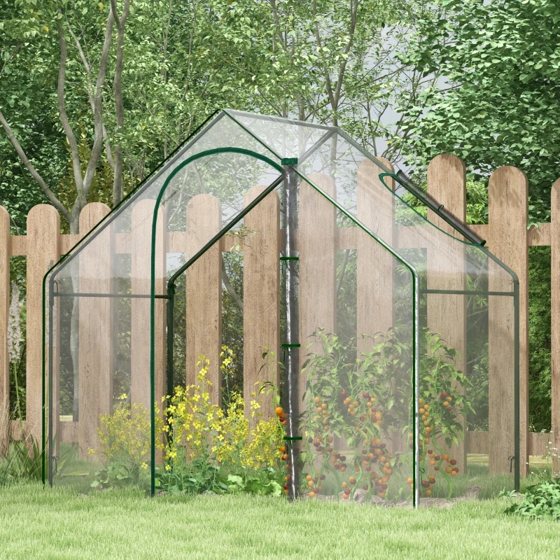 Outsunny 6 x 3.3 x 5.5ft Portable Garden Greenhouse Mini Flower Plant Growing Tent Outdoor Warm House Transparent PVC Tunnel Shed