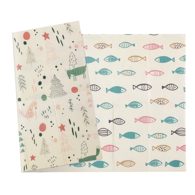 Qaba Foldable Baby Play Mat Educational Reversible XPE Floor Mat Heat-Insulating Crawling Toddler Foam Mat Portable Picnic Carpet Exercise Workout Mat for Indoor & Outdoor 79" x 59"