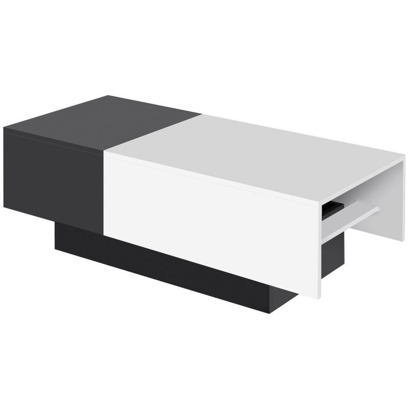HOMCOM Rectangular Wooden Chest Coffee Table with Slide Top Trunk Storage, Black and White