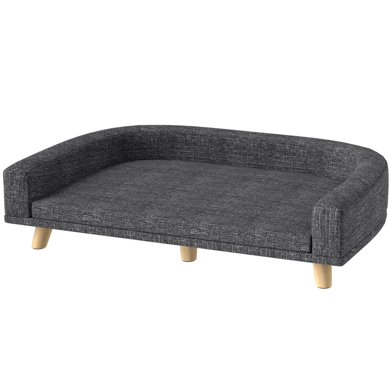 PawHut Dog Sofa for Large Dogs with Washable Cover, Anti-slip Foot Pads, Dark Grey