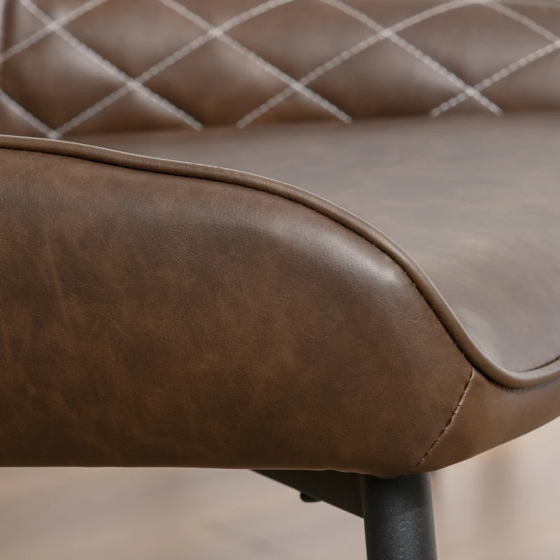 HOMCOM Retro Dining Chair Set of 2, PU Leather Upholstered Side Chairs for Kitchen Living Room with Metal Legs, Brown