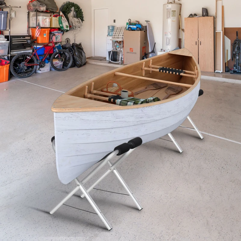 Soozier Universal Kayak Storage Stand & Rack for Cleaning, Storing, & Maintenance with Aluminum Frame & Folding Design