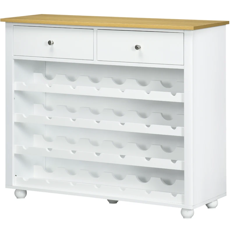 HOMCOM Modern Wine Storage Cabinet with Drawers, White