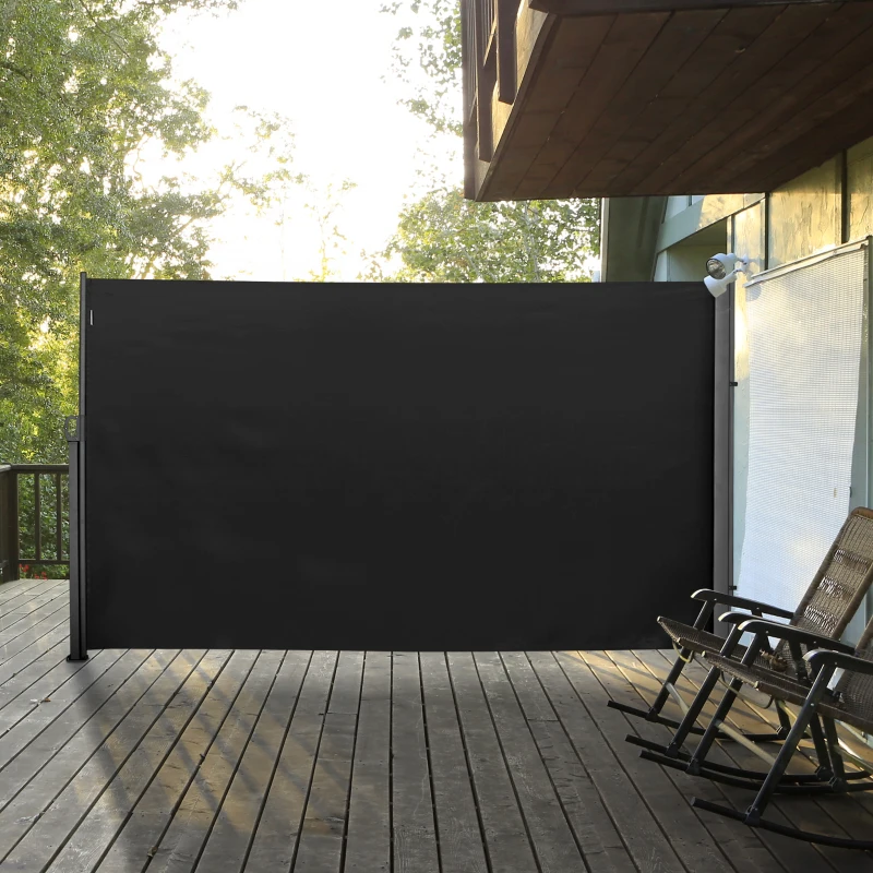 Outsunny 118" x 71" Outdoor Folding Privacy Screen Retractable Side Awning Patio with Resistance to UV Rays and Wind Black