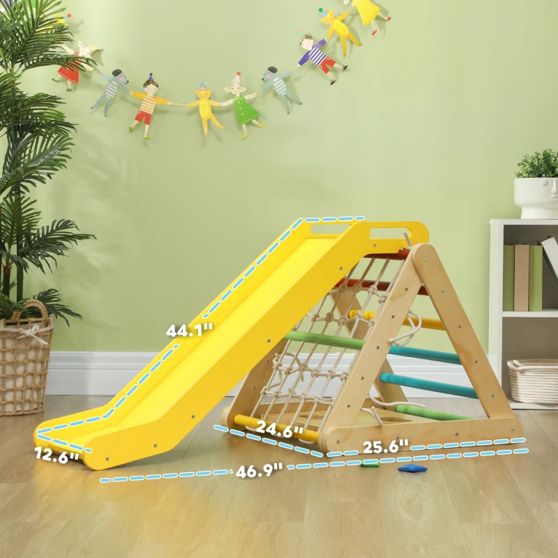 Qaba 5 in 1 Pikler Triangle Set with Slide & Sandbags for Kids 18-48 Months