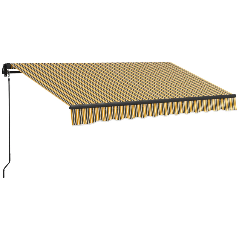 Outsunny 10' x 8' Retractable Awning, 280 GSM UV Resistant Sunshade Shelter for Deck, Balcony, Yard, Amber and Dark Grey