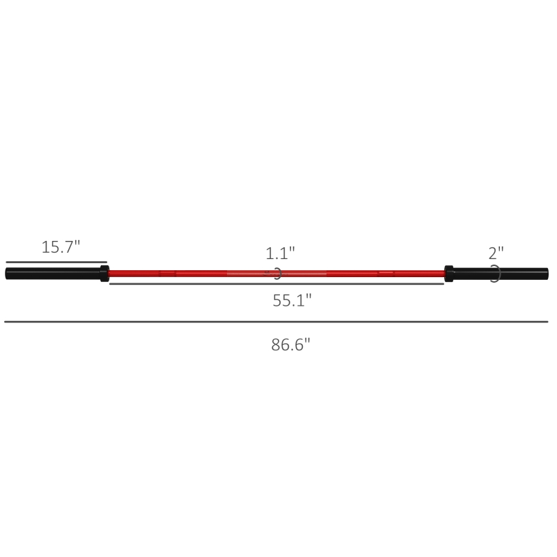 Soozier 7.2ft Weight Bar, Olympic Bar with Rotating Sleeves, Non-Slip Knurling Grip, 1500lbs Weight Capacity, Red