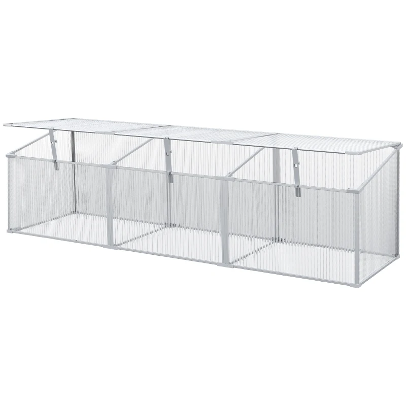Outsunny Aluminium Cold Frame Greenhouse Garden Portable Raised Planter with Openable Top, 71" x 21" x 20"