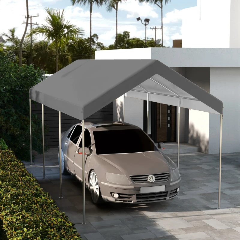 Outsunny 20' x 10' Carport Replacement Canopy for Model 84C-207WT or 84C-386V00WT with Ball Bungee Cords, Gray (Only Cover)
