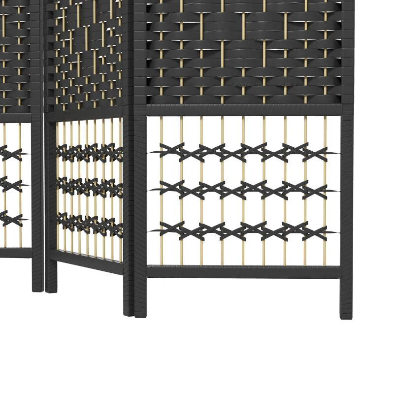 HOMCOM 6 Panel Folding Room Divider Portable Privacy Screen Wave Fiber Room Partition for Home Office Black