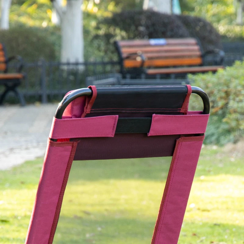 Outsunny Folding Patio Dining Chairs Set of 2, Outdoor Deck Chair with Adjustable Sling Back, Camping Chair with Removable Headrest for Garden, Backyard, Lawn, Red