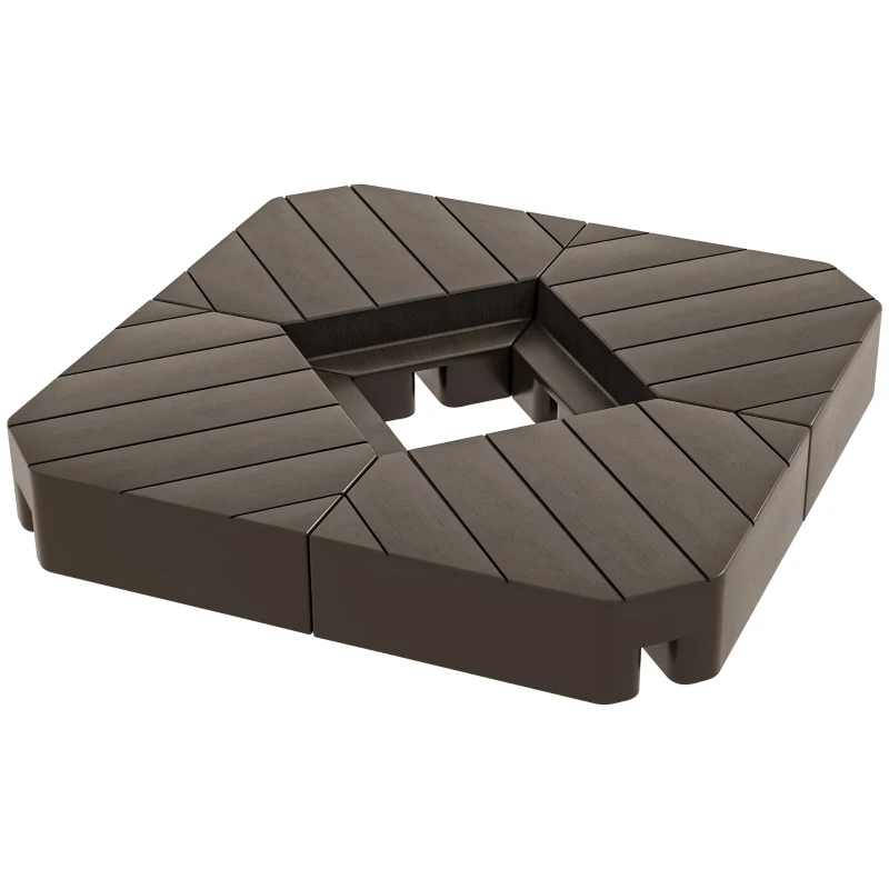 Outsunny Offset Umbrella Base Outdoor Umbrella Weights, 132 lb. Capacity Water or 176 lb. Capacity Sand, Brown