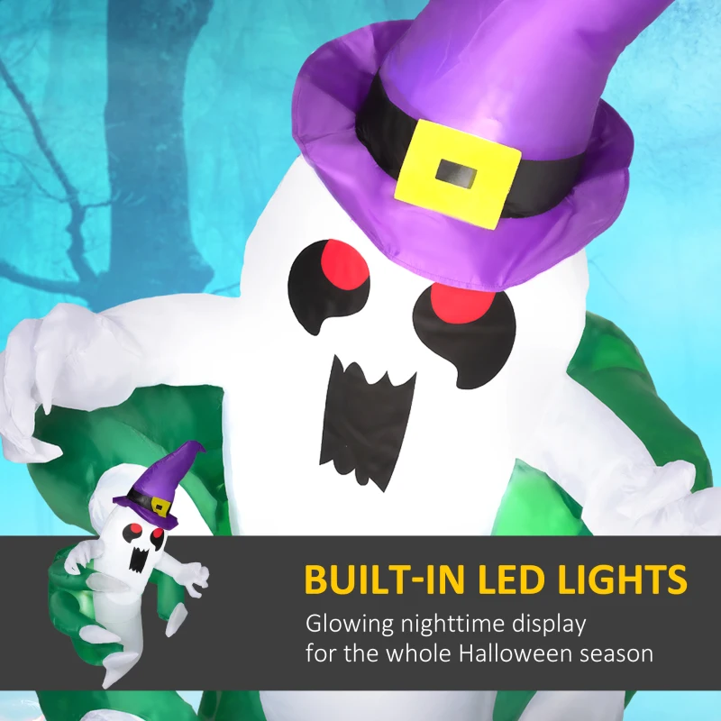 Outsunny 3.9ft Inflatable Halloween Window Sticker Ghost, Blow Up LED  Display for Garden Indoor Outdoor