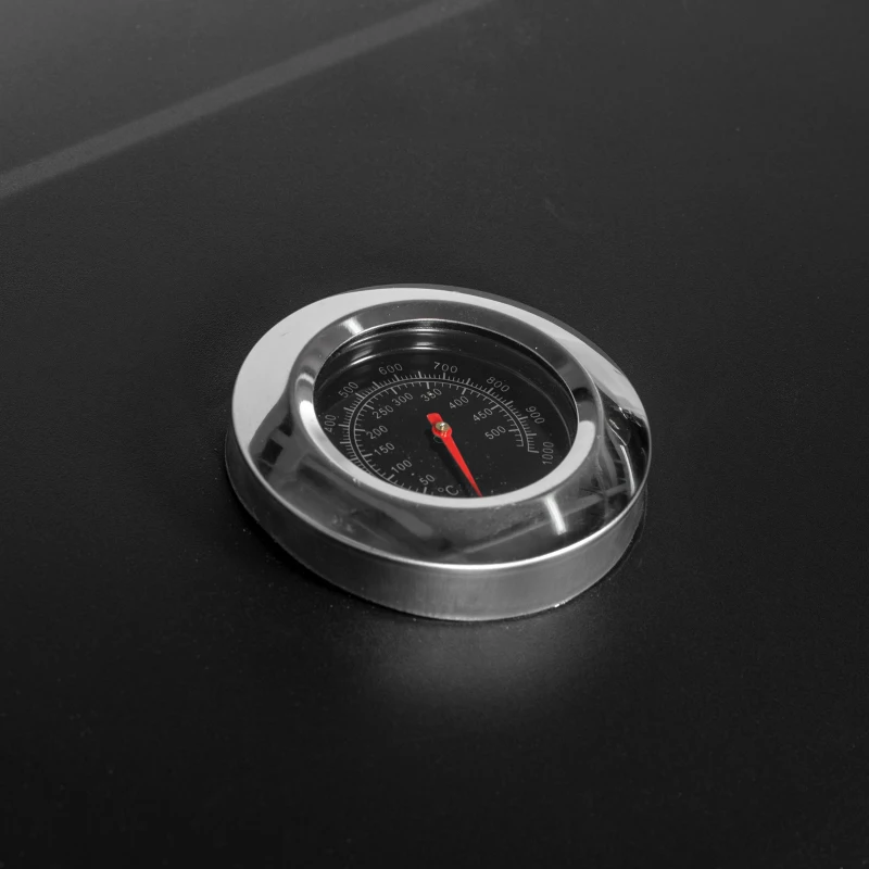 Outsunny Charcoal BBQ Grill and Smoker Combo Outdoor Portable Trolley Camping Picnic Backyard with Side Shelf, Black