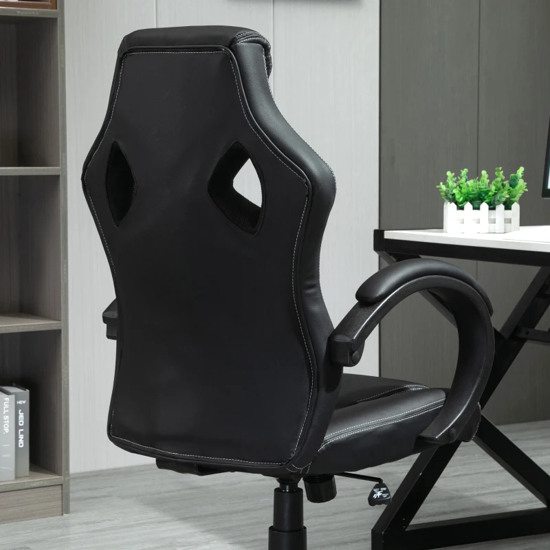 HOMCOM Racing Gaming Chair Office Chair Computer Desk Gamer Chair with Swivel Wheels, Padded Headrest, Tilt Function, Black
