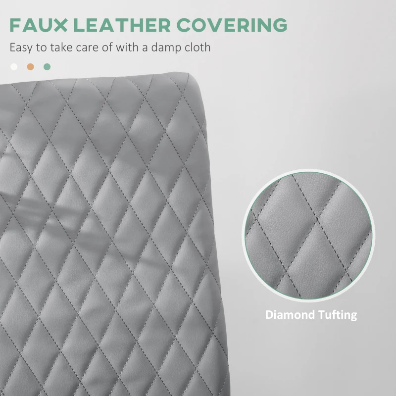 HOMCOM Kitchen Chairs Set of 4, Dining Chairs w/ Faux Leather Upholstery and Steel Legs for Living Room, Dining Room, Grey