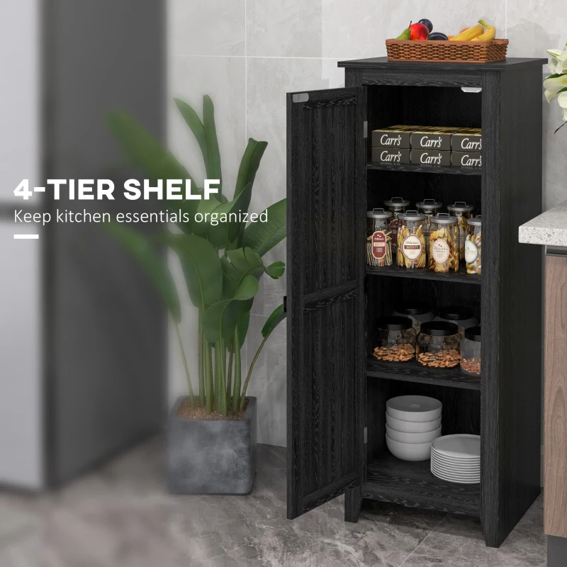 HOMCOM 48" Farmhouse Kitchen Pantry Storage Cabinet with Barn Door, Kitchen Pantry Cabinet with Adjustable Shelves, Black