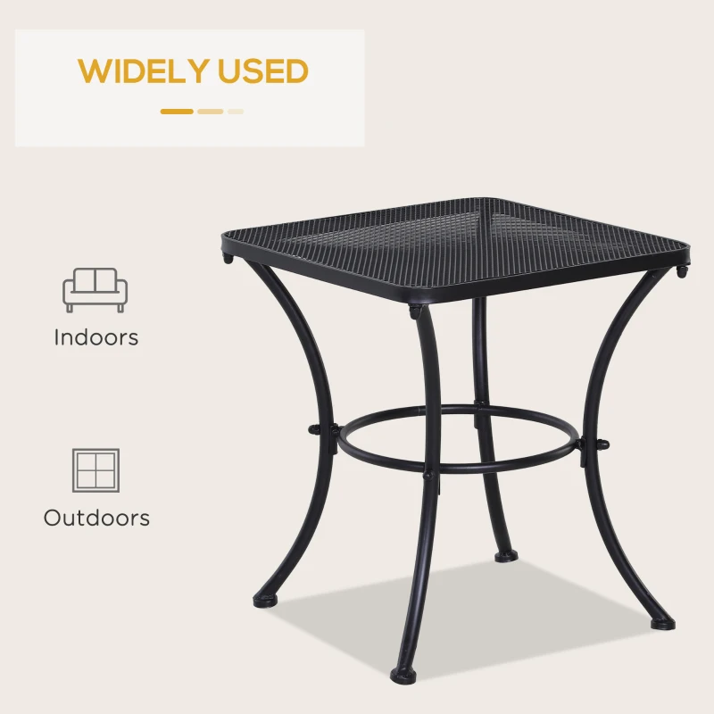 Outsunny 18"x18"x20" Square Garden Metal Bistro Table Outdoor Patio Coffee Side Desk, Black