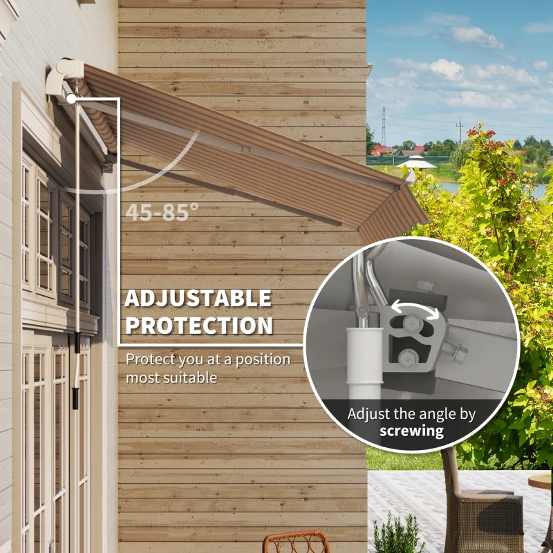 Outsunny 10' x 8' Manual Retractable Awning, Sun Shade Shelter Canopy, with Aluminum Frame and UV Protection for Patio Deck Yard Window Door, Red Stripe