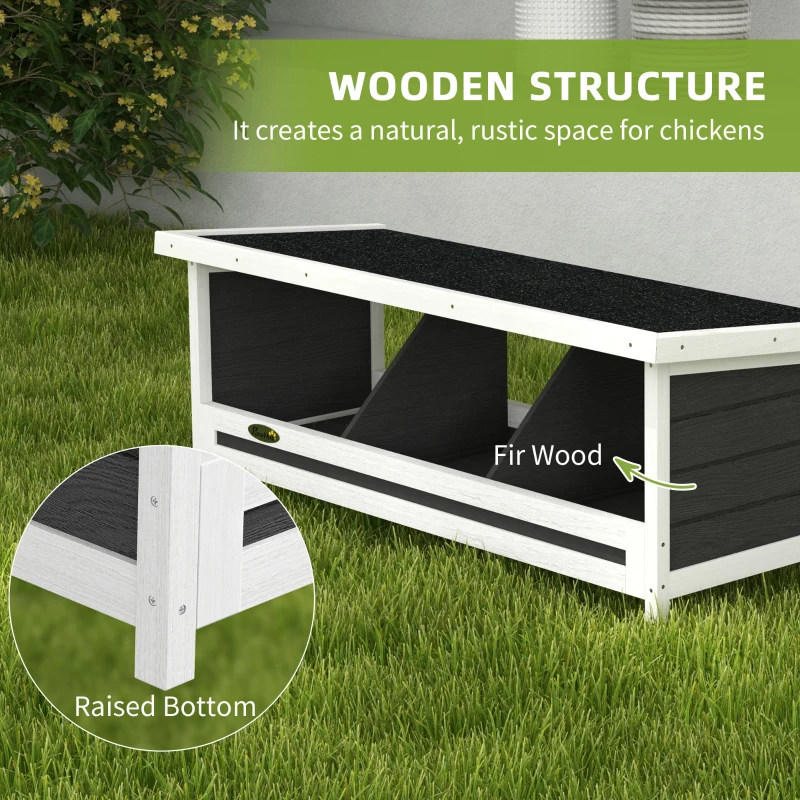 PawHut Wood Nesting Boxes Chicken Coop Accessories for Up to 3 Chickens, with Asphalt Roof, Gray