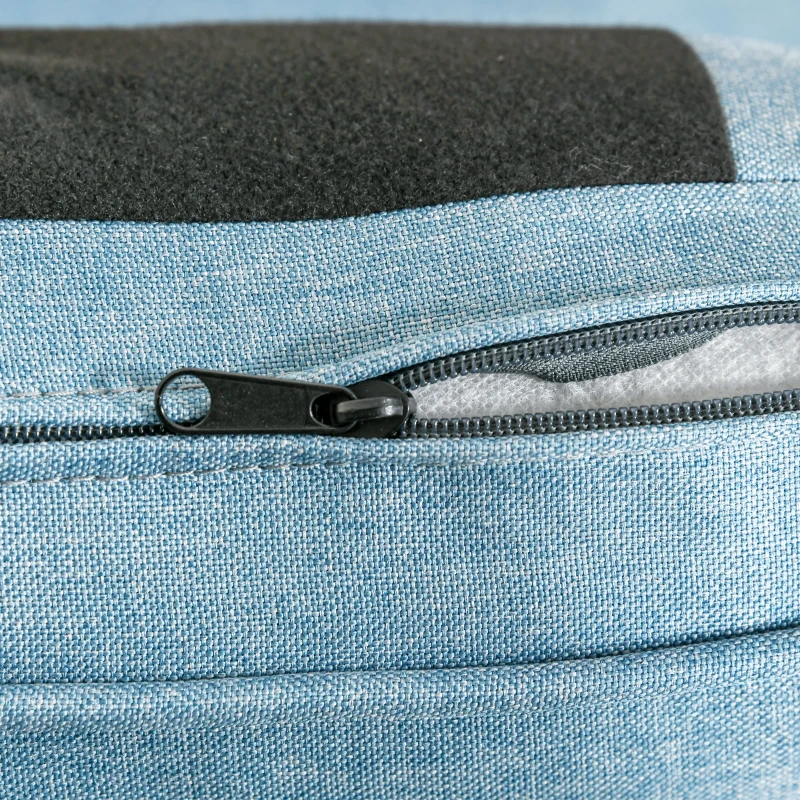 HOMCOM 3-Seater Sofa, Mid-Century Linen Couch with Upholstered Seat, Button-Tufted Back Cushion and Rubber Wood Legs for Living Room, Bedroom, Blue