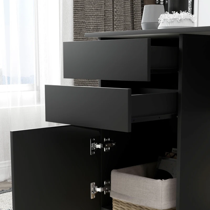 HOMCOM Computer Desk with Storage, PC Table with Drawers and Cabinet for Home Office, Study Room, Black