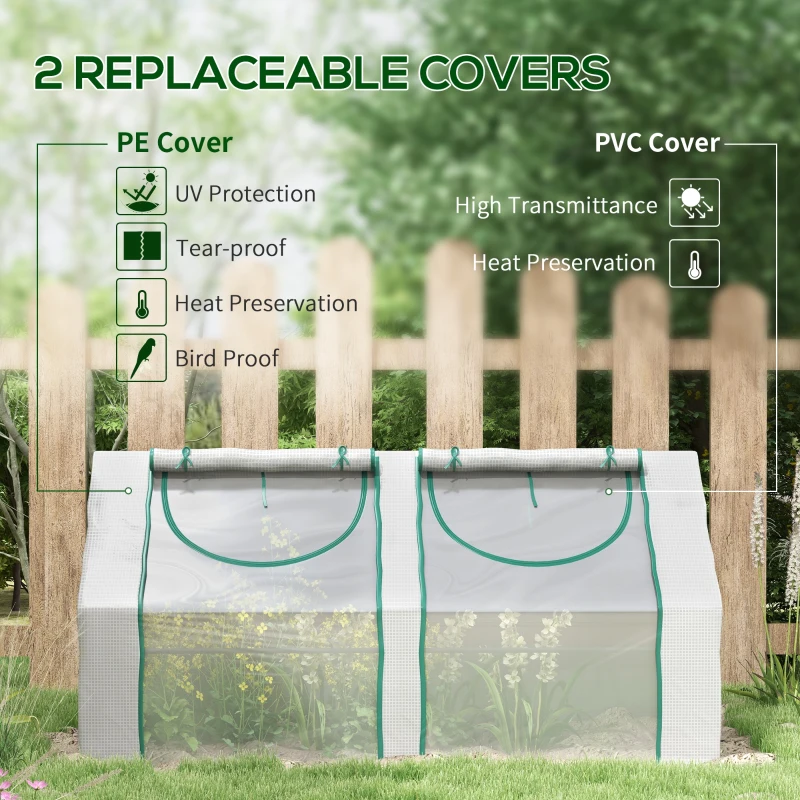 Outsunny 6' x 3' x 3' Portable Greenhouse, Garden Hot House with Two PE/PVC Covers and 2 Roll Up Windows, Clear