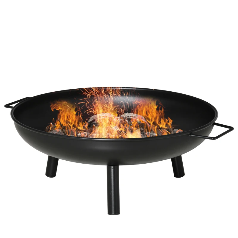 Outsunny 23" Round Outdoor Fire Pit, Portable Firepit Fireplace with Support Legs for Garden, Patio, Camping, Bonfire, Black