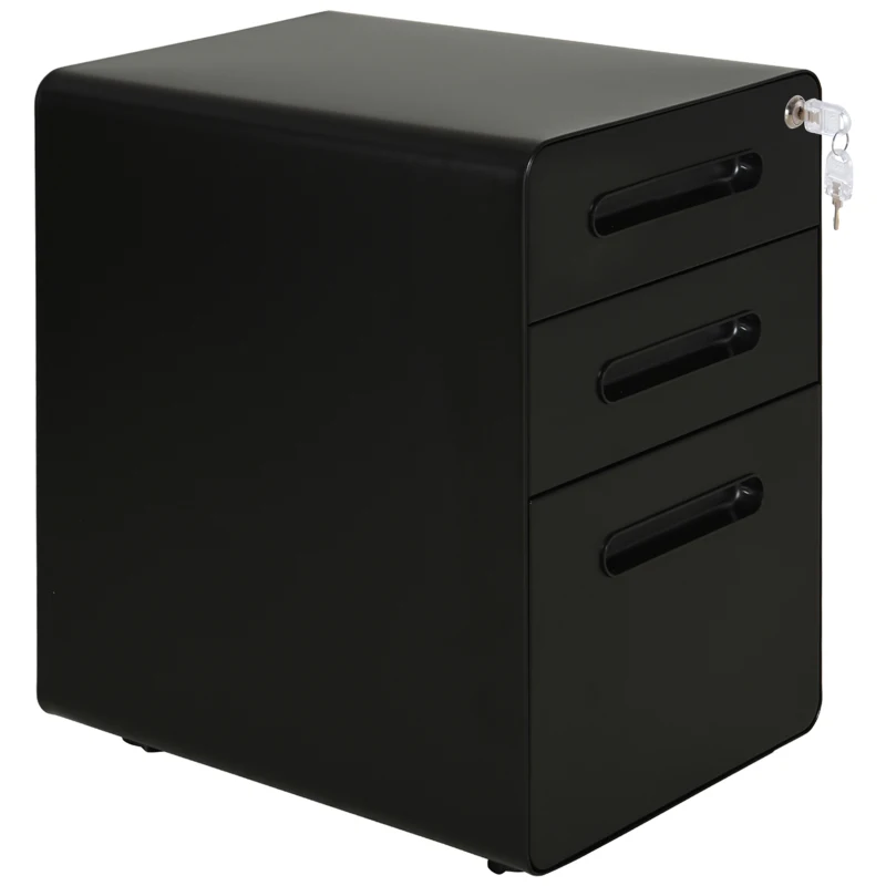 Vinsetto Lockable File Cabinet, Steel Filing Cabinet on Wheels for Legal, A4, Letter Size, Home Office