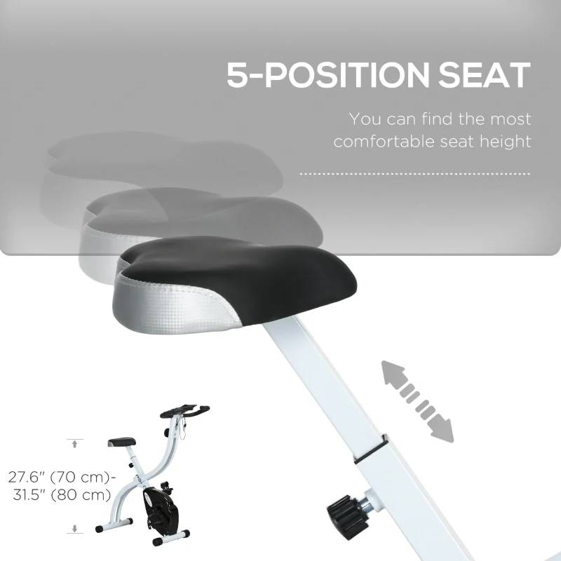 Soozier Foldable & Quiet Exercise Bike with 8-Level Magnetic Resistance, Pulse Sensor, Wheels and LCD Monitor, Black