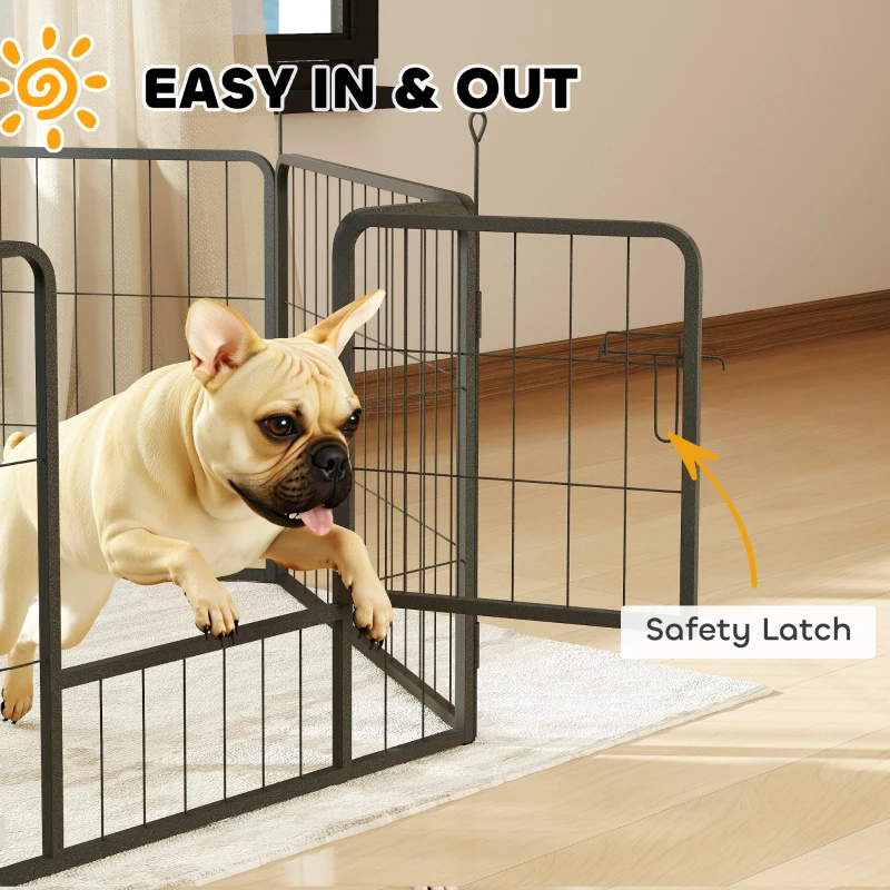 PawHut Heavy Duty Dog Playpen with Door for Small Dogs, 6 Panels, 23.5"H