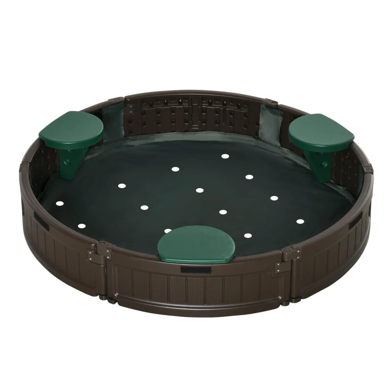 Outsunny Kids Outdoor Sandbox with Cover Waterproof Oxford Canopy, Bottom Fabric Liner, Children Playset for 3-12 years old, Backyard, Brown