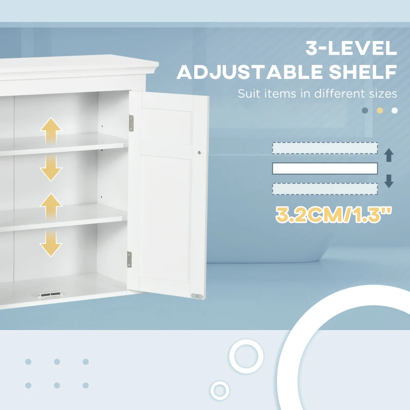 kleankin Bathroom Cabinet, Medicine Cabinet, Over Toilet Storage Cabinet with Adjustable Shelves for Entryway, White