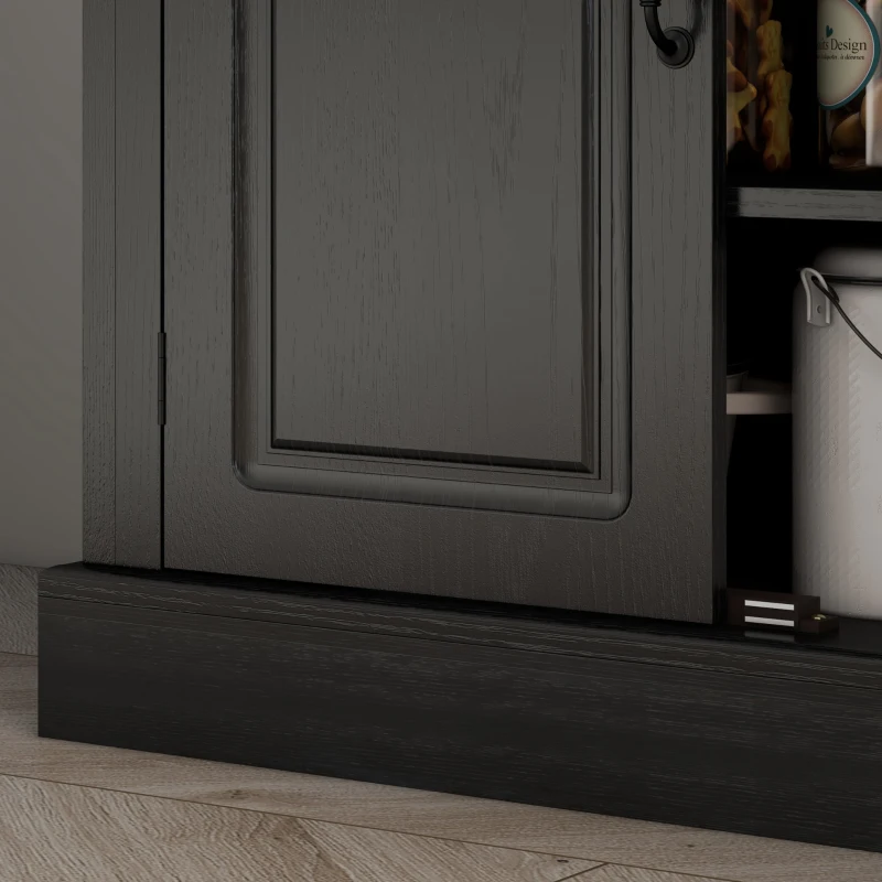 HOMCOM 71" Freestanding Kitchen Pantry with 4 Doors and 2 Cabinets, Tall Storage Cabinet for Kitchen, Distressed Black