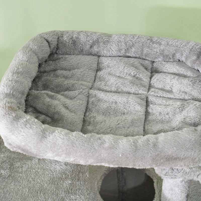 PawHut 52.5" Cat Tree Tower with Scratching Posts, Cat Condos, Bed, Platforms, Hammocks, for Indoor Cats, Grey