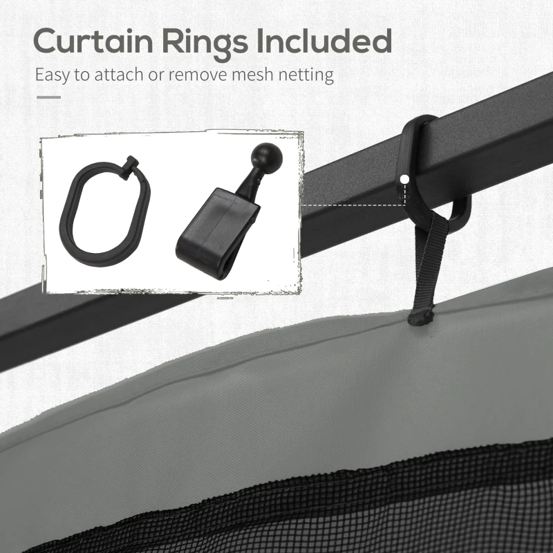 Outsunny Replacement Mosquito Netting for Gazebo 10' x 13' Black Screen Walls for Canopy with Zippers