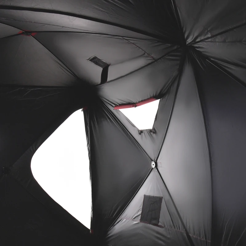 Outsunny 5-8 People Ice Fishing Shelter, Pop-Up Portable Ice Fishing Tent with Carry Bag, Two Doors, Windows and Vents, Ice Shanty for Winter Fishing, Red