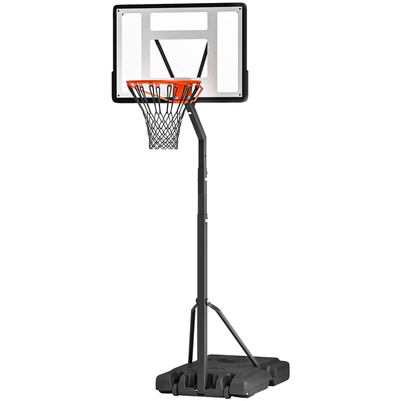 Soozier Portable Basketball Hoop System Stand with Backboard, Wheels, Height Adjustable 8FT-10FT for Outdoor Use, Black