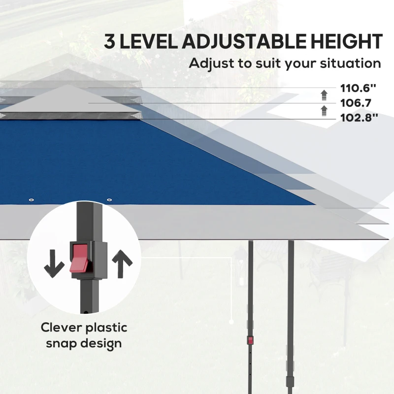 Outsunny 13' x 13' Pop Up Canopy Tent, UPF50+ Tents for Parties, Height Adjustable, with Wheeled Carry Bag and 4 Sand Bags, Navy
