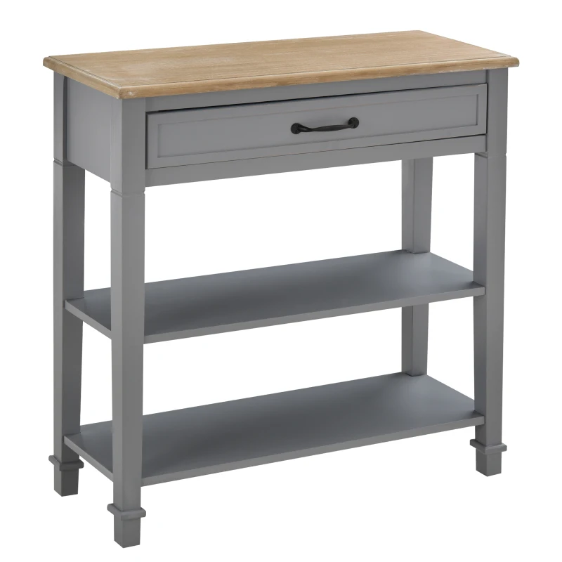 HOMCOM Modern Style Sofa Console Entry Hallway Table with Drawer and Shelves, Sturdy Build, and Large Storage, Grey