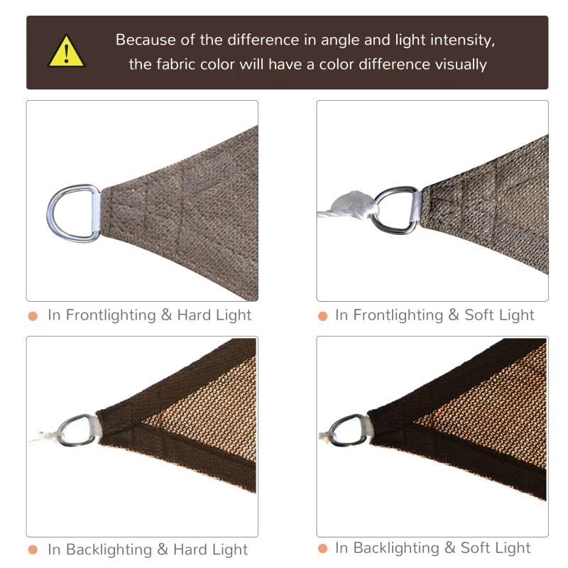 Outsunny 13' x 20' Sun Shade Sail Canopy Outdoor Shade Sail Cloth for Patio Deck Yard with D-Rings and Rope Included, Brown