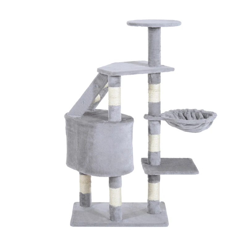 PawHut 49” Deluxe Cat Tree Furniture Scratching Pet Tower Kitten Play Post (Grey)