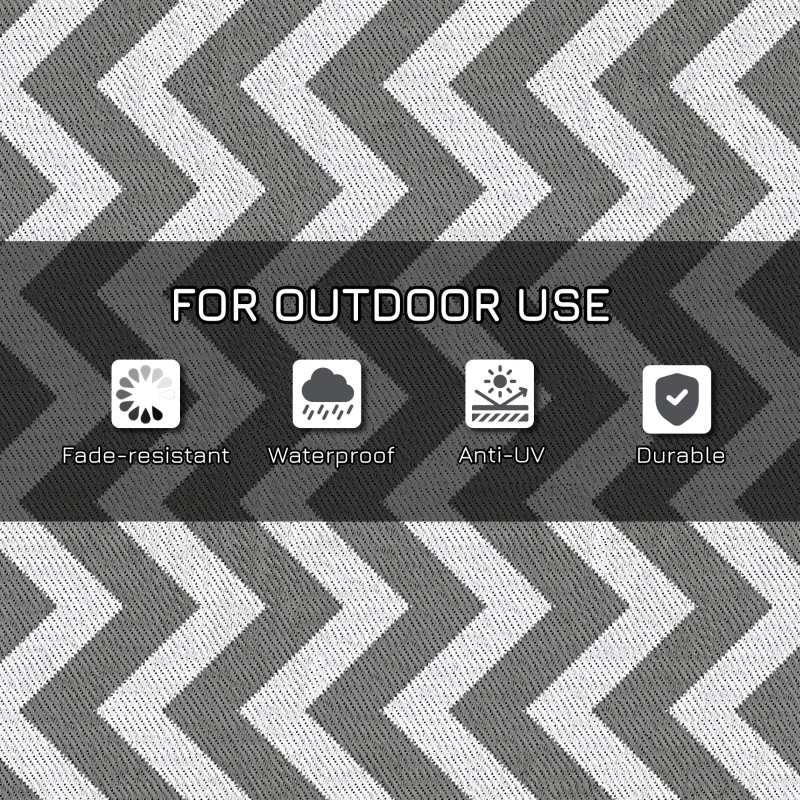Outsunny Reversible Outdoor RV Rug, Patio Floor Mat, 4' x 6' Plastic Straw Rug for Backyard, Deck, Beach, Camping, Grey & White