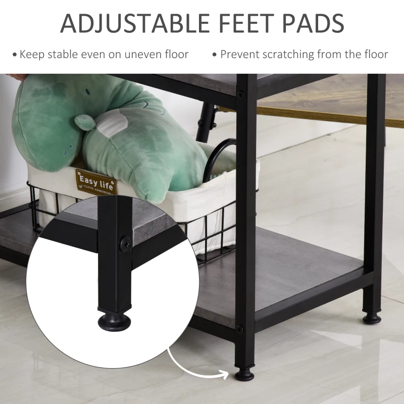 HOMCOM 55 Inch Home Office Computer Desk Study Writing Workstation with Storage Shelves, Elevated Monitor Shelf, CPU Stand, Durable X-Shaped Construction, Grey Wood Grain