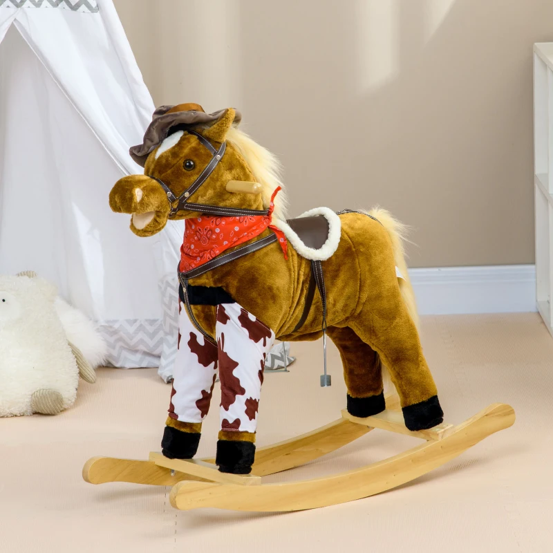 Qaba Baby Rocking Horse, Large Riding Horse W/ Realistic Sounds