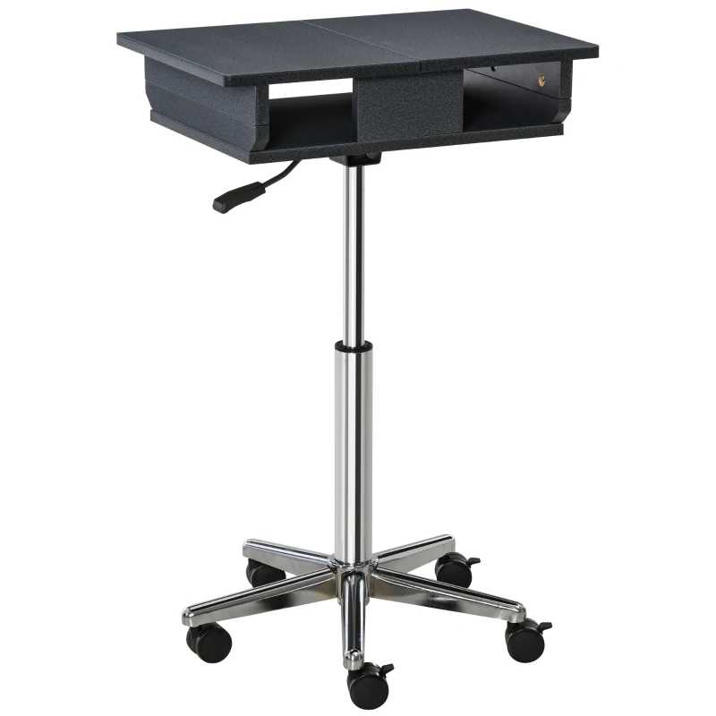 HOMCOM Mobile Laptop Computer Desk Expandable Home Office Table Workstation with Wheels