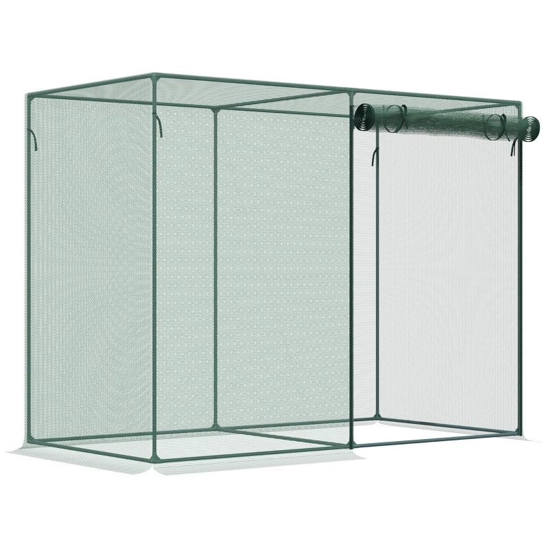 Outsunny 6.5 x 3.3ft Crop Cage, Garden Plant Protector with Single Zippered Door, Storage Bag and Ground Stakes, Green